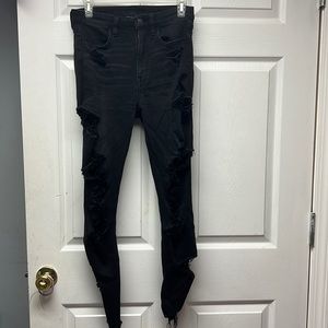 American eagle black skinny jeans high rise size 6